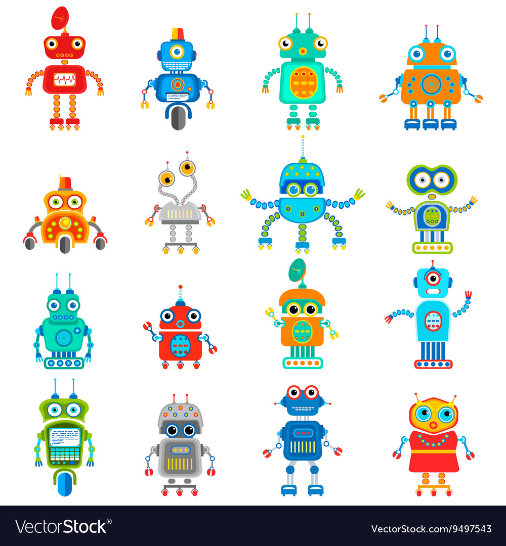 Set of robots Royalty Free Vector Image - VectorStock