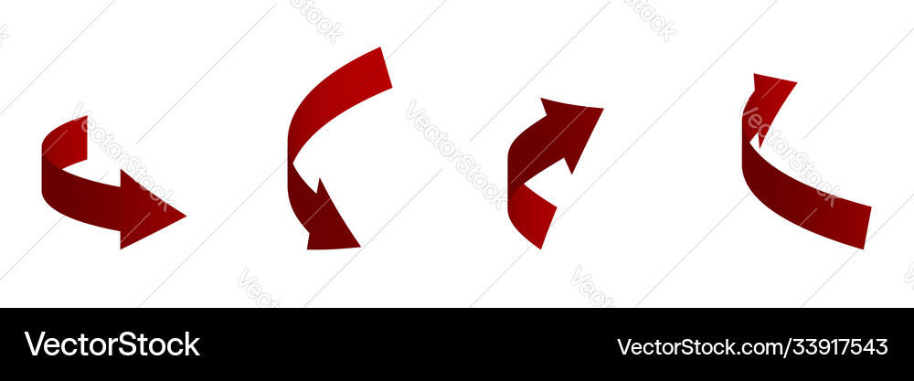 Set red 3d arrows different shapes Royalty Free Vector Image