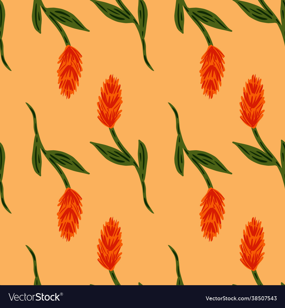 Simple style seamless farm pattern with red vector image Simple style seamless farm pattern with red