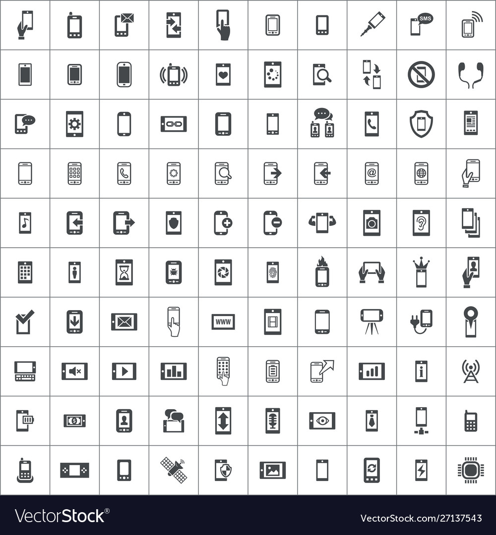 Smartphone 100 icons universal set for web and ui