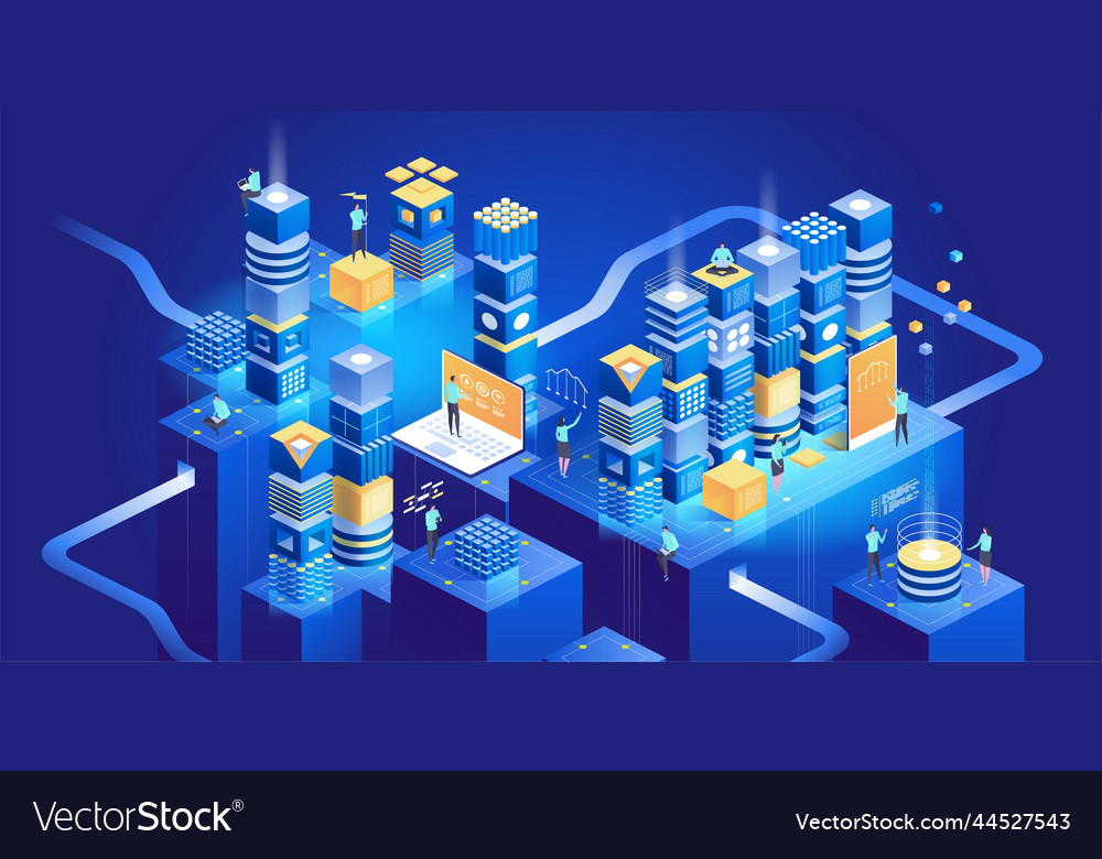 Technology isometric concept data network Vector Image