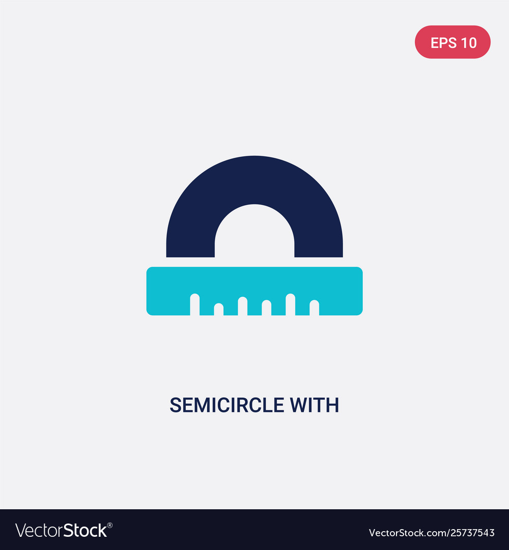 Two color semicircle with ruler icon from