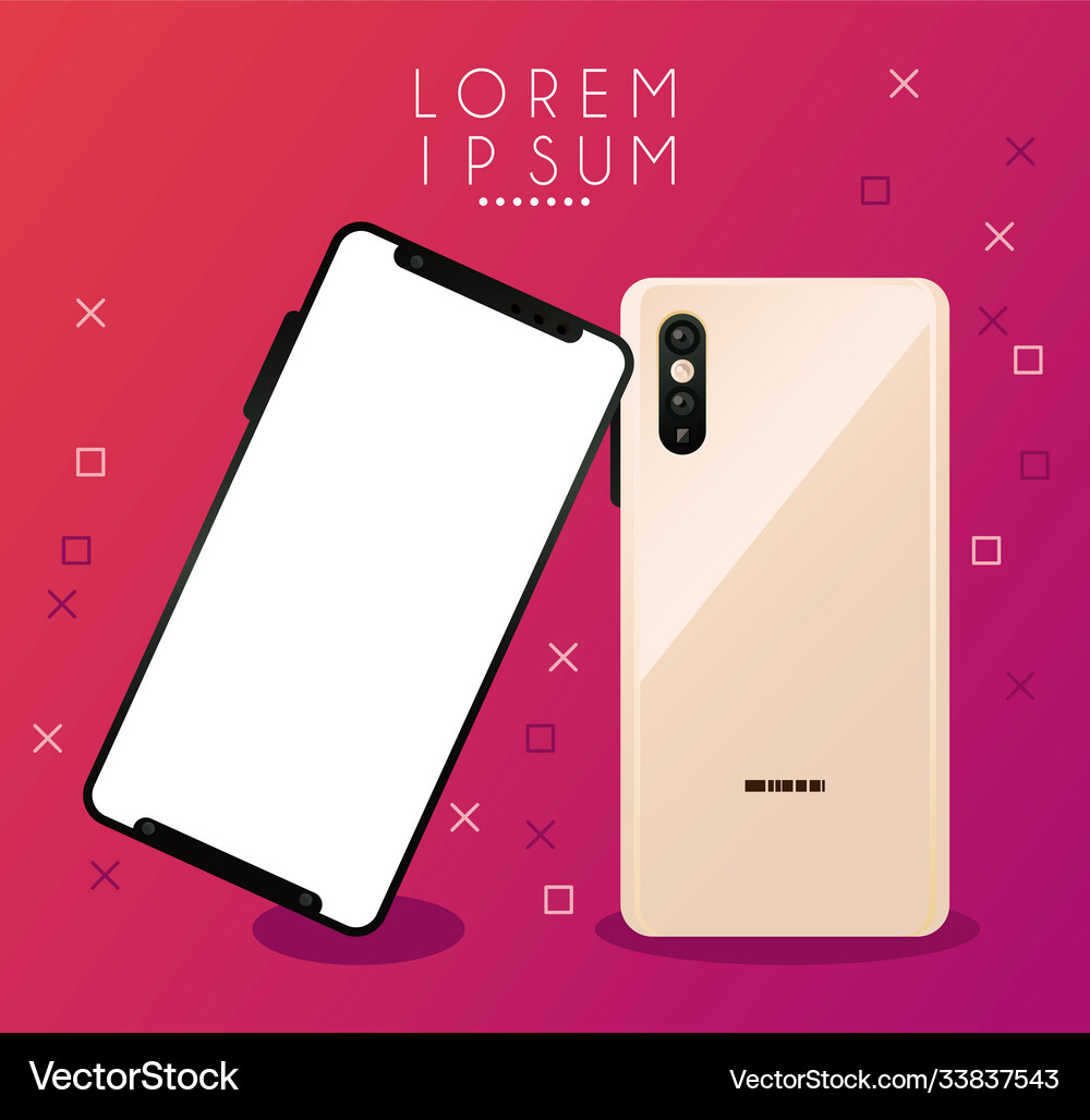 Two mockup smartphones devices icons Royalty Free Vector