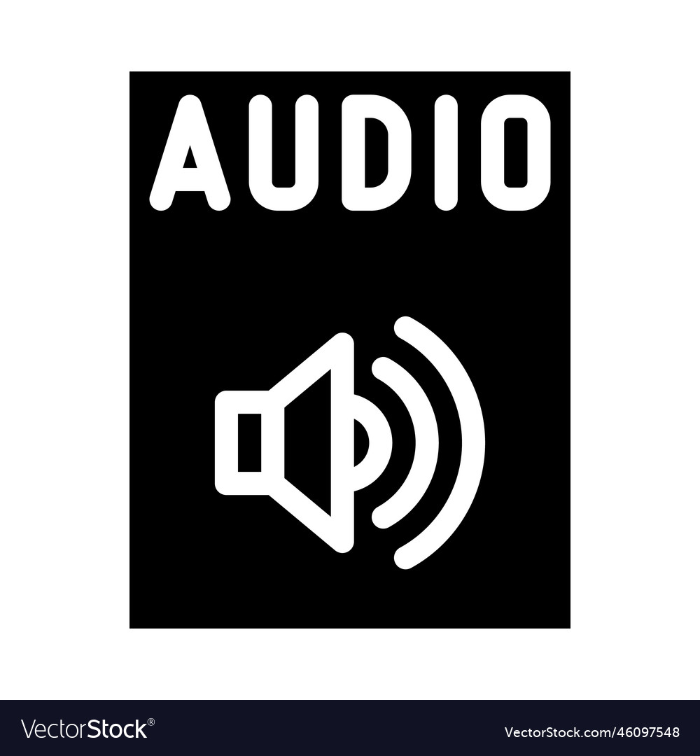 Audio file format document glyph icon vector image Audio file format document glyph icon