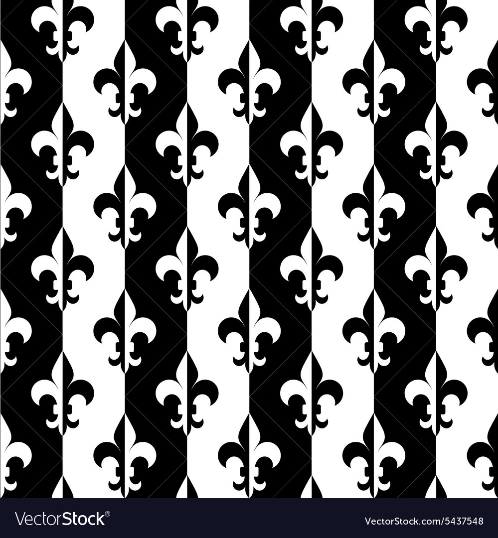 Black and white alternating fleur-de-lis half