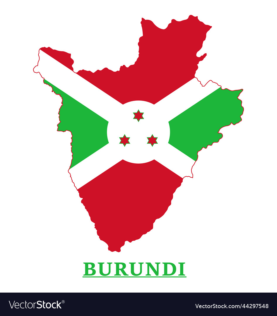 Burundi national flag map design vector image Burundi national flag map design