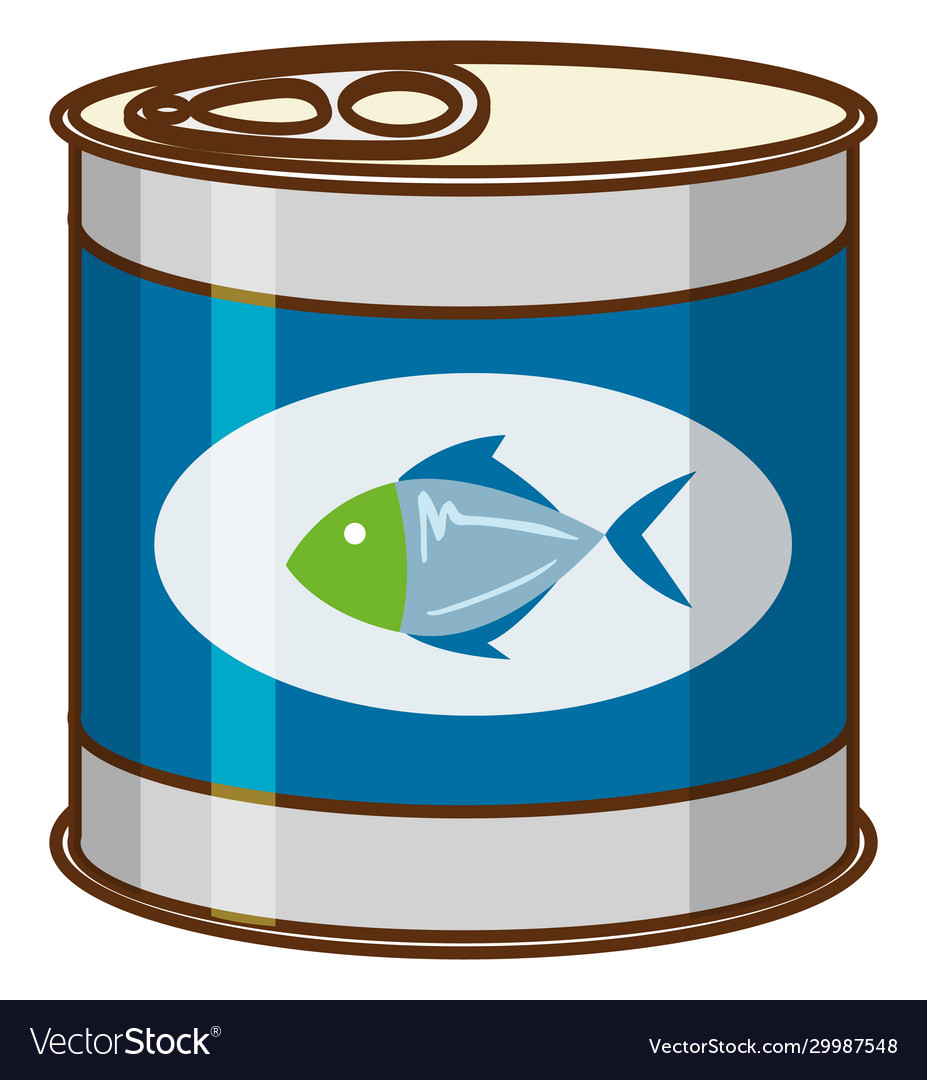 Canned food with tuna fish on product logo Vector Image