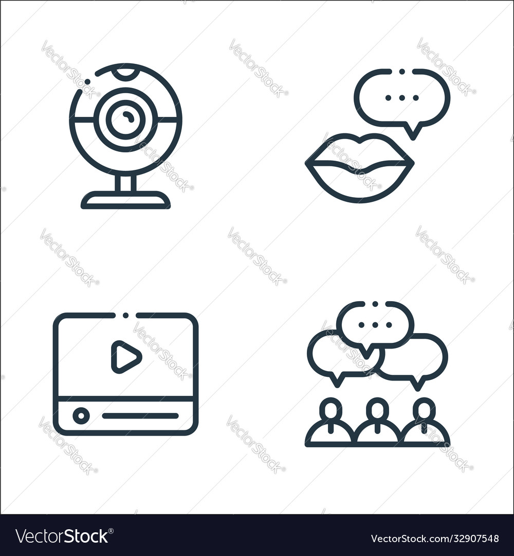 Communication line icons linear set quality vector image Communication line icons linear set quality