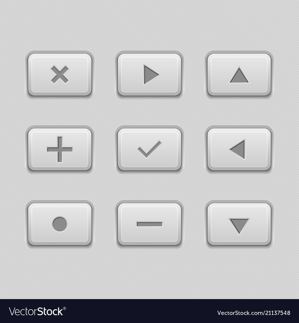 Gray UI Buttons with Symbols
