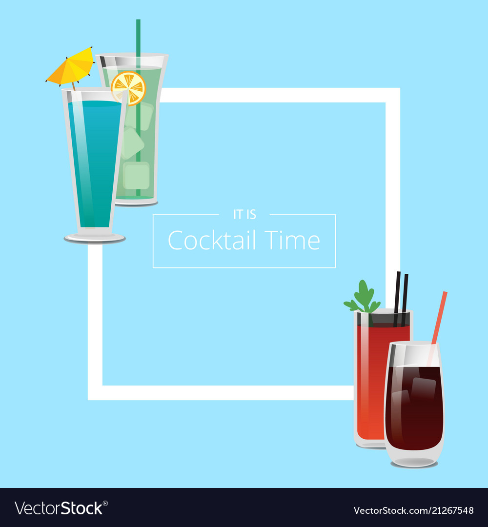 Its cocktail time poster with square shape frame