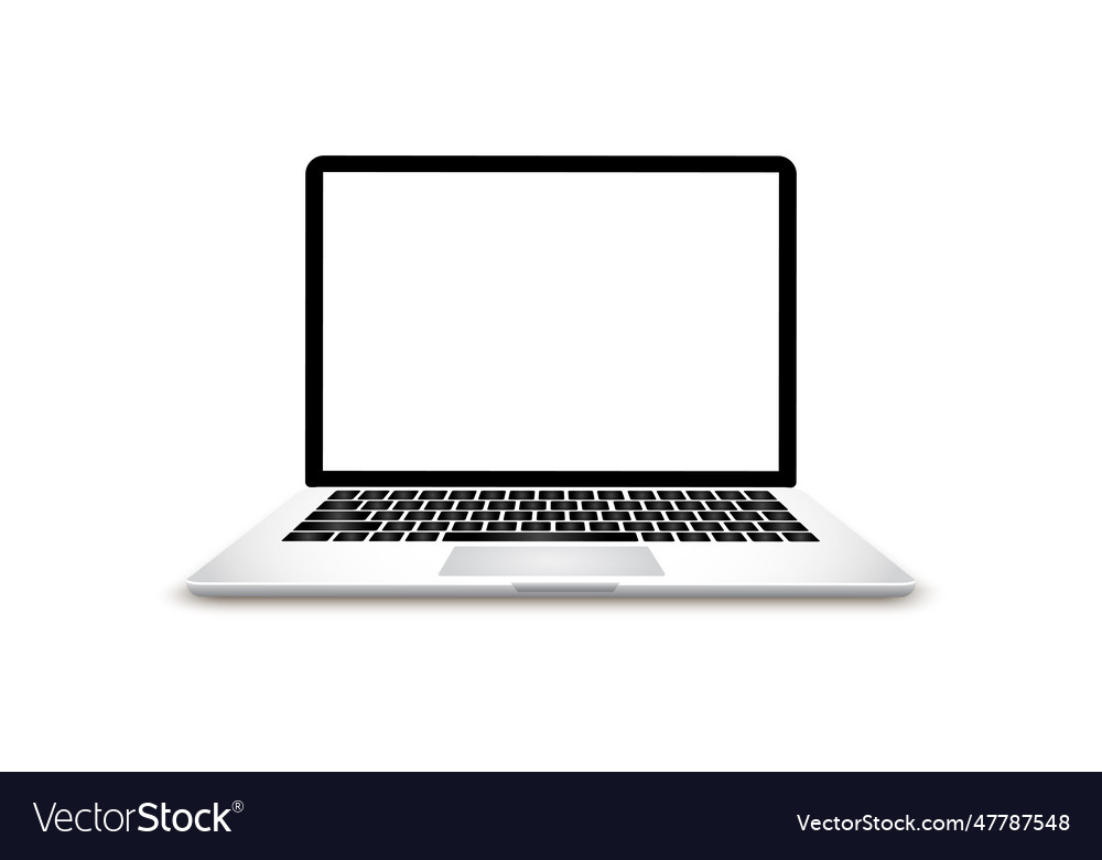 Laptop computer white screen Royalty Free Vector Image