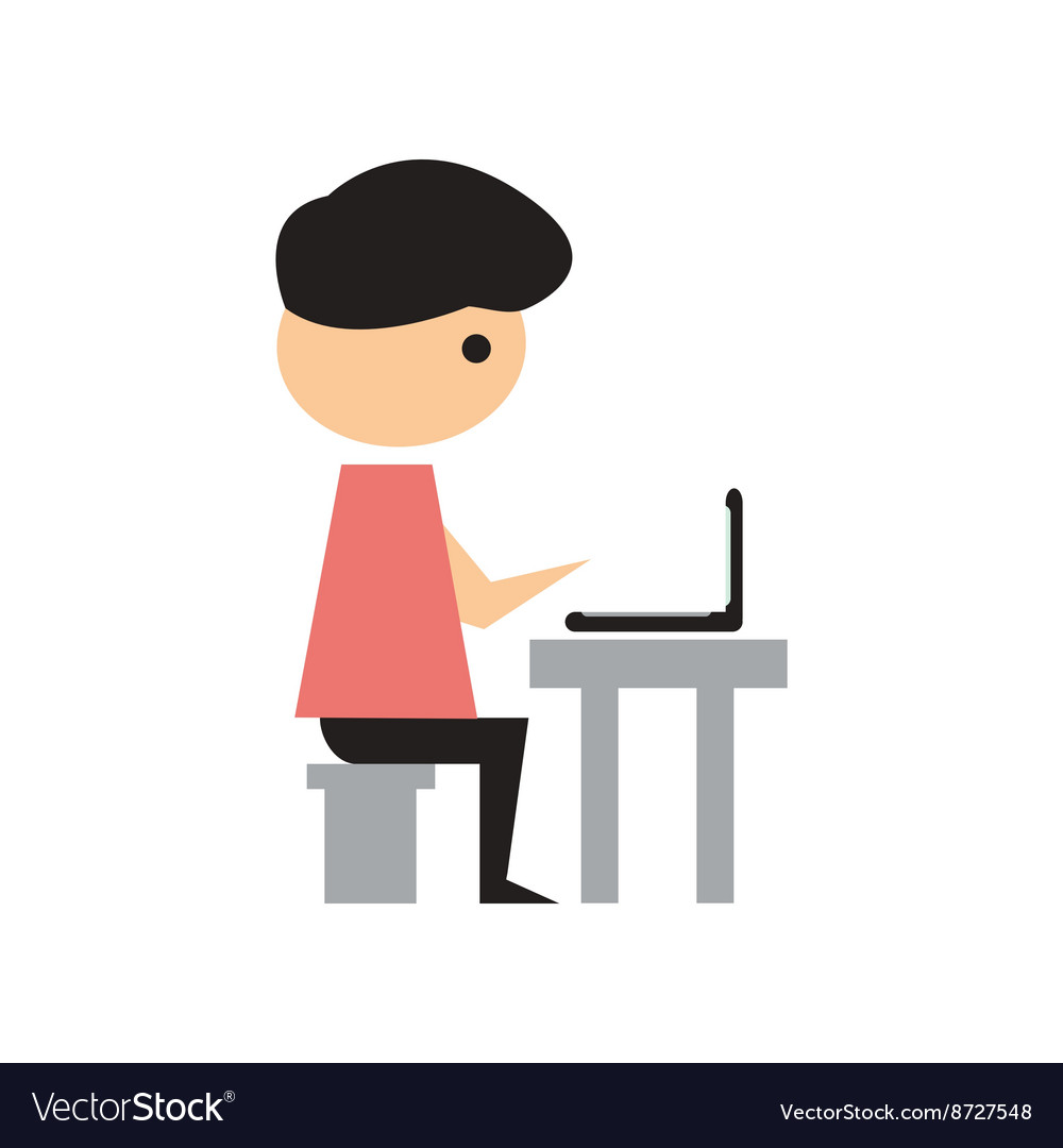 Man Working at Computer - Programmer Icon