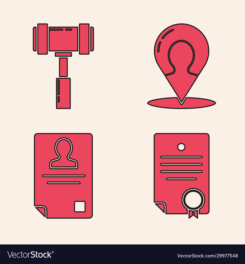 Set certificate template judge gavel map marker Vector Image Set certificate template judge gavel map marker