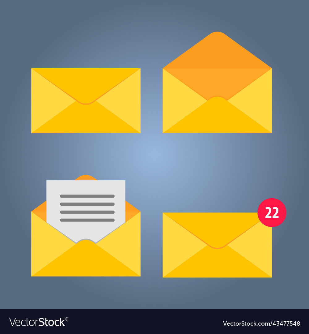 Set of open and closed mail vector image Set of open and closed mail