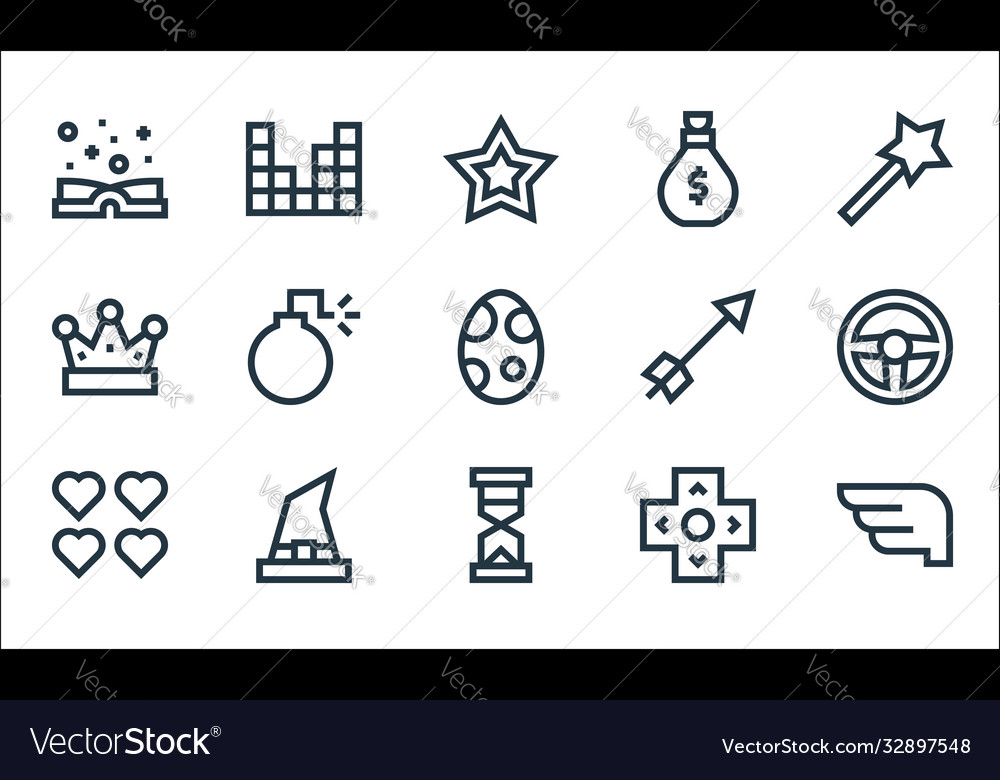 Video game elements line icons linear set quality Vector Image Video game elements line icons linear set quality