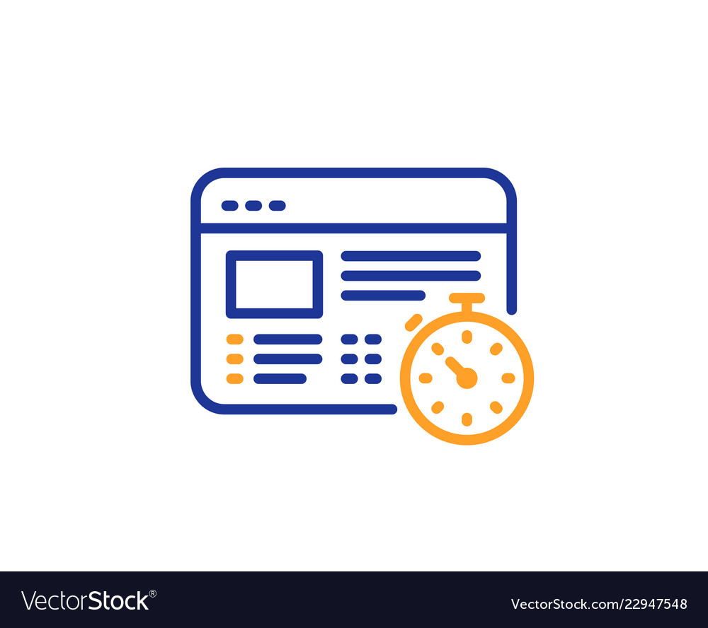 Web timer line icon online quiz test sign