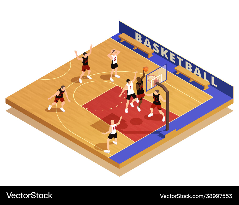 Basketball isometric game composition Royalty Free Vector