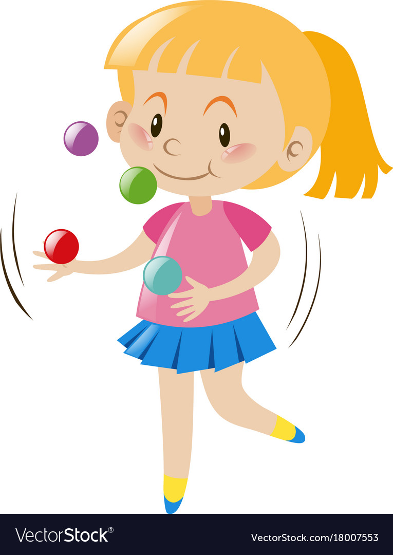 Blond girl juggling balls