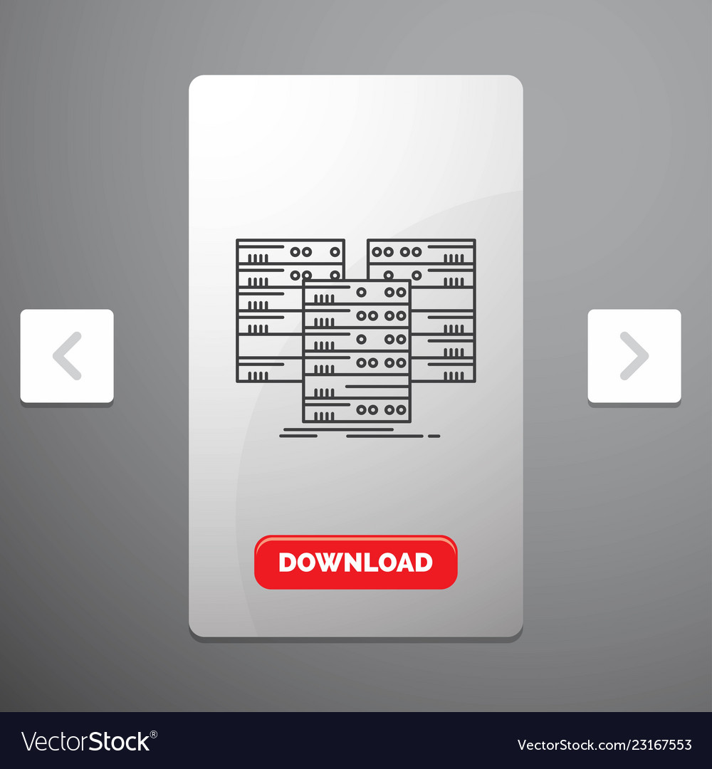 Center centre data database server line icon vector image Center centre data database server line icon