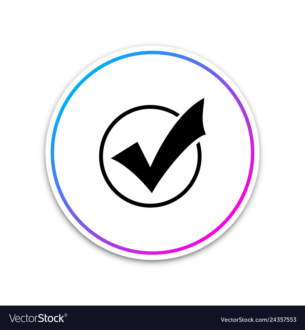 Check mark in round icon on white background vector image Check mark in round icon on white background