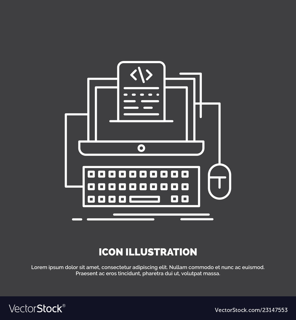 Code Kodierung Computer Monoblock Bildschirm-Symbolzeile vector image Code Kodierung Computer Monoblock Bildschirm-Symbolzeile