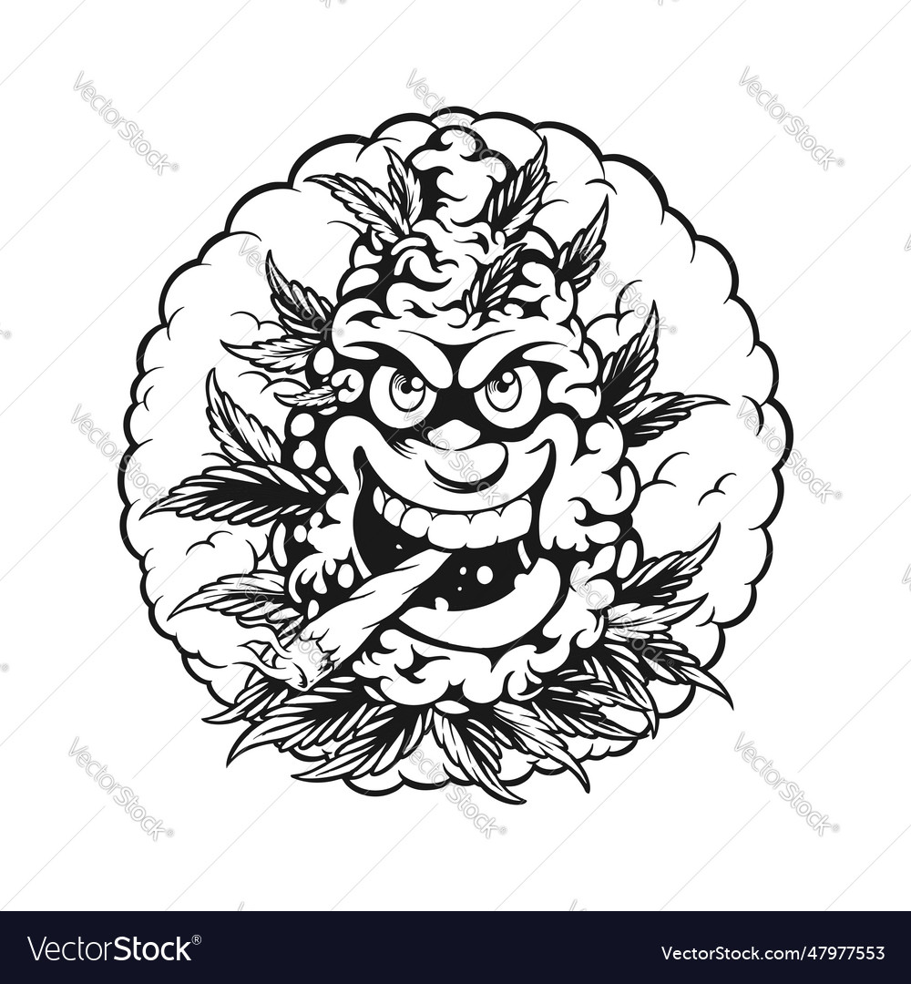 Dark side cannabis bud monster smoking weed Vector Image