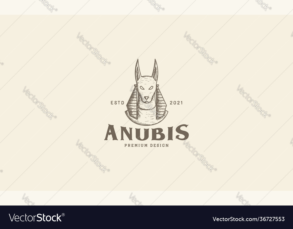 Engrave egypt anubis dog logo symbol icon design