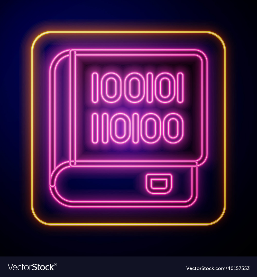 Glowing neon books about programming icon isolated vector image Glowing neon books about programming icon isolated