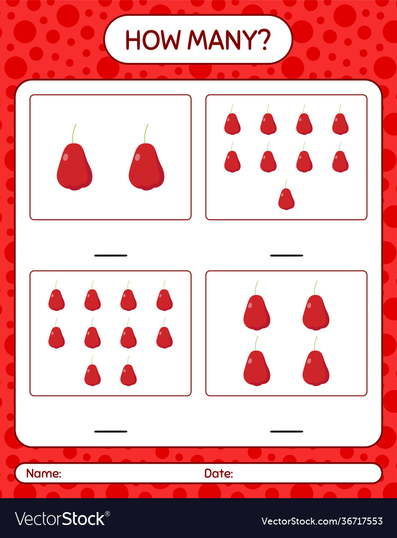 How many counting game with rose apple worksheet