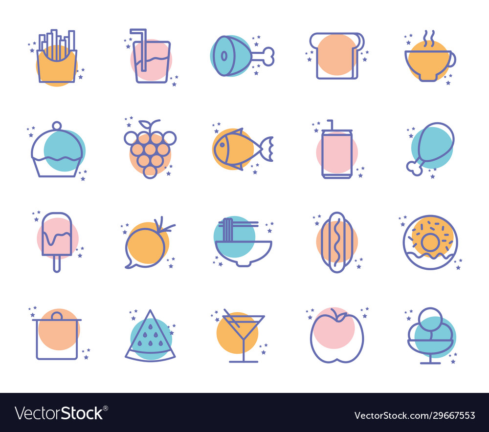 Isolated food block line style icon set