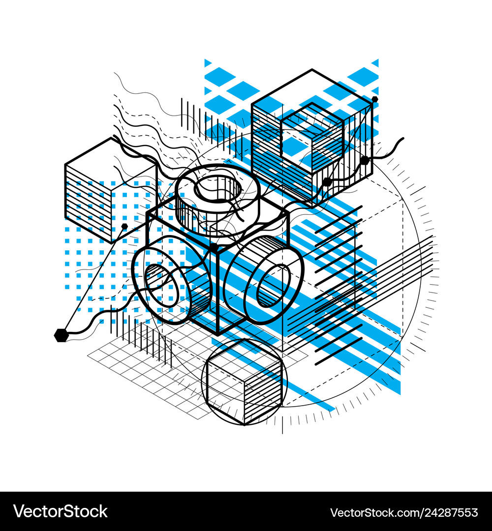 Isometric abstract background with linear Vector Image