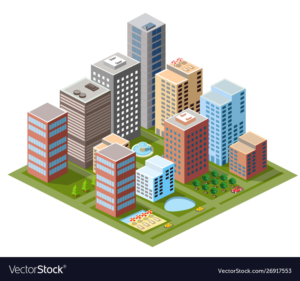 Isometric module area downtown Royalty Free Vector Image