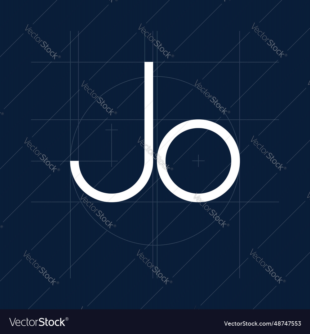 Letters jo on a dark blue background Royalty Free Vector