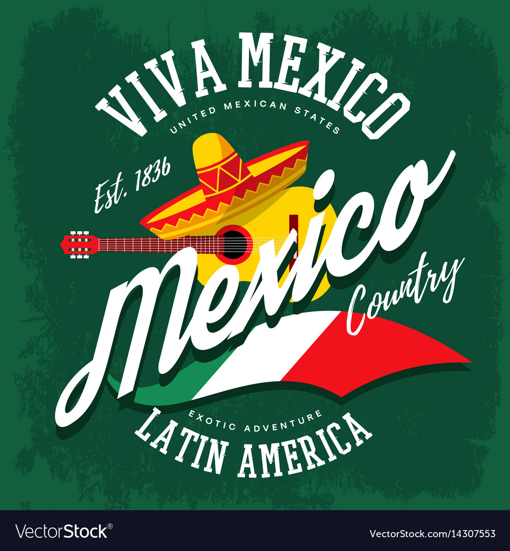 Mexican Sombrero And Banjo Banner Royalty Free Vector Image