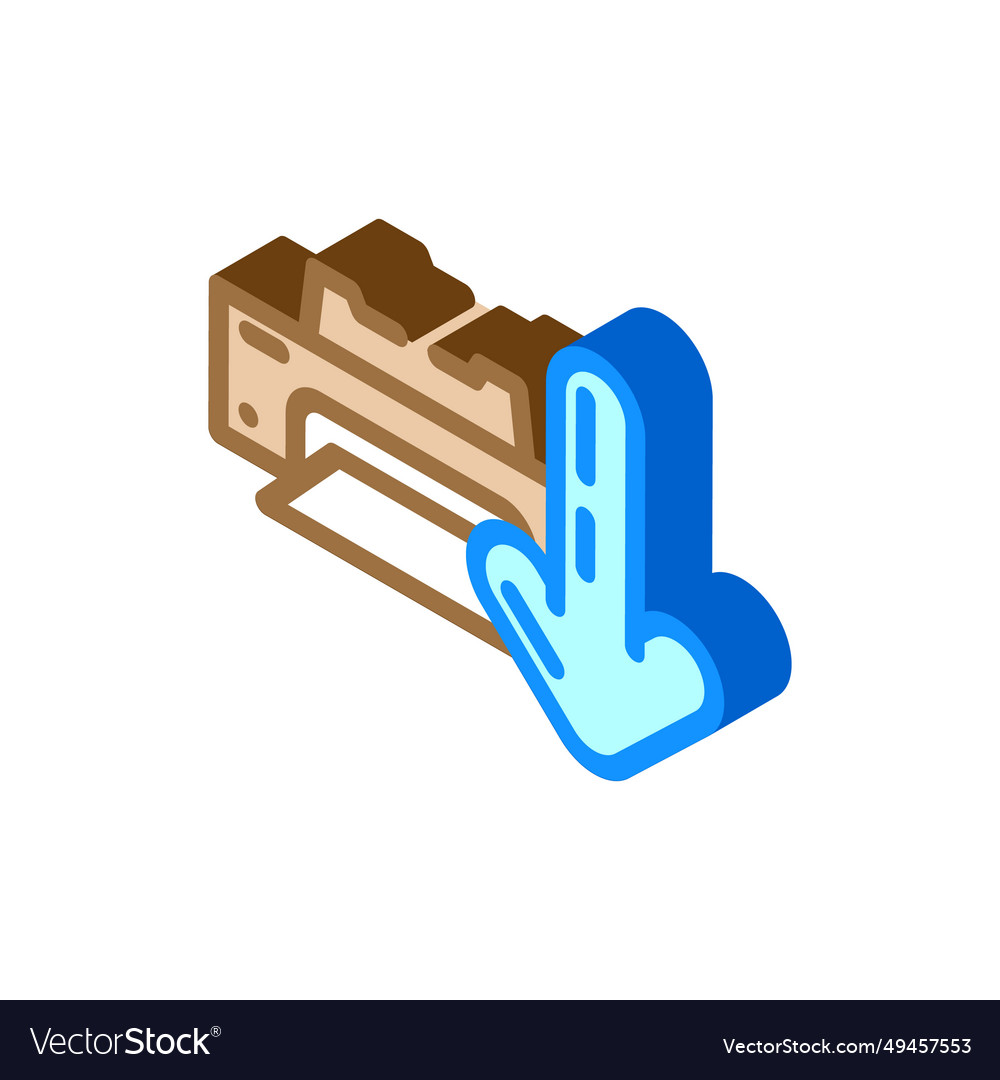 Printer loading document isometric icon vector image Printer loading document isometric icon