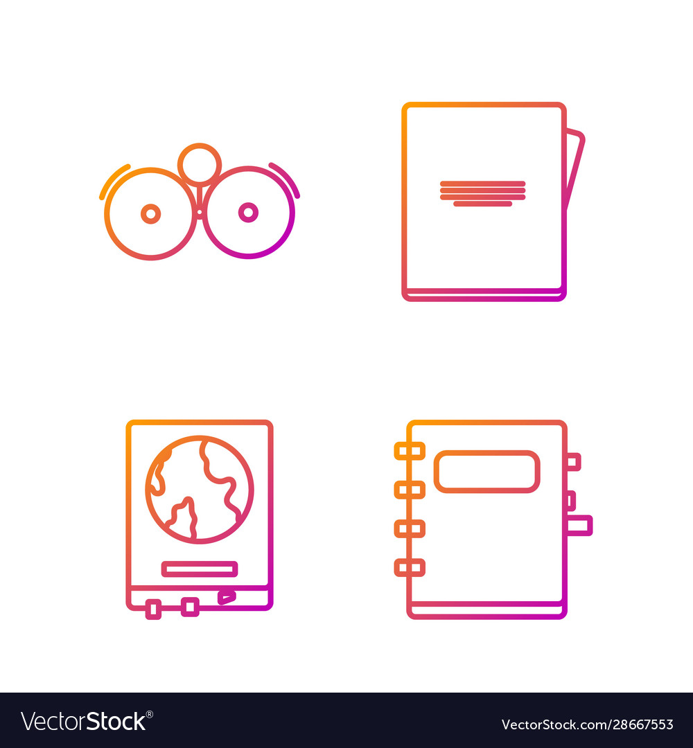 Set line notebook world map on a school Vector Image Set line notebook world map on a school
