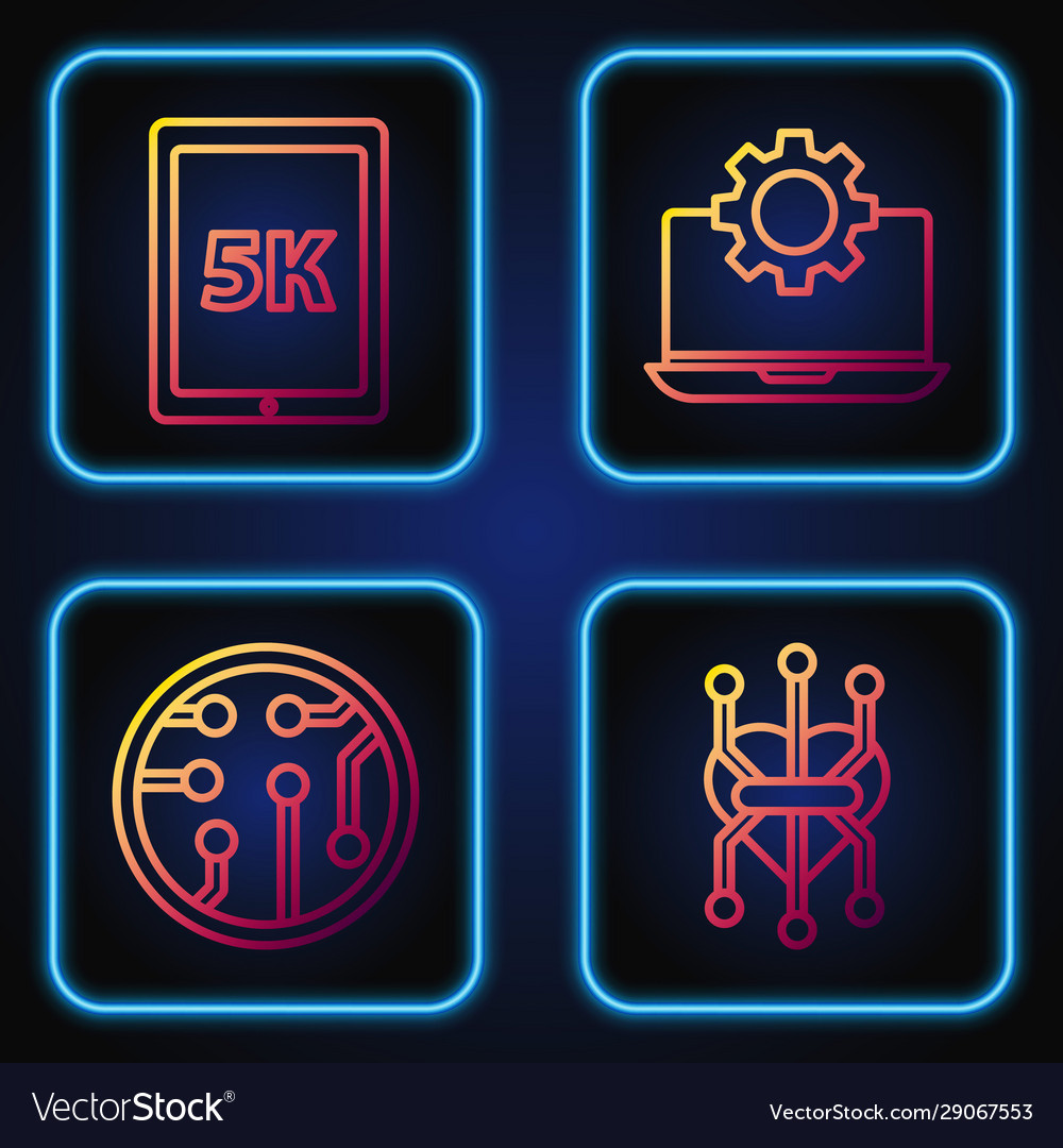 Set line processor tablet with text 5k vector image Set line processor tablet with text 5k