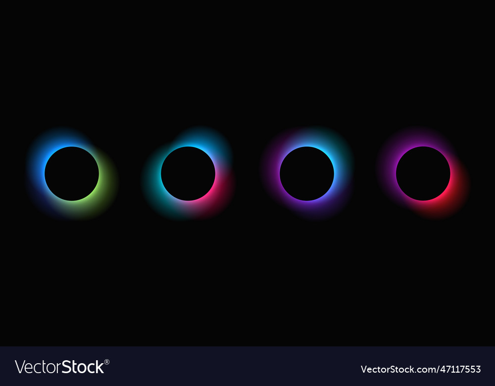 Set of circle illuminate light frames with color