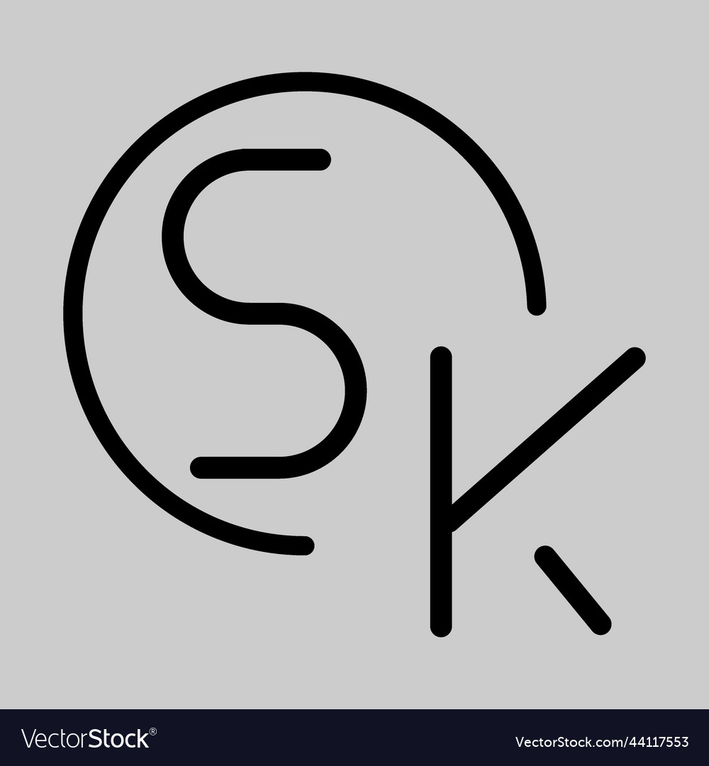 Sk monogram logo letter linked circle simple vector image Sk monogram logo letter linked circle simple