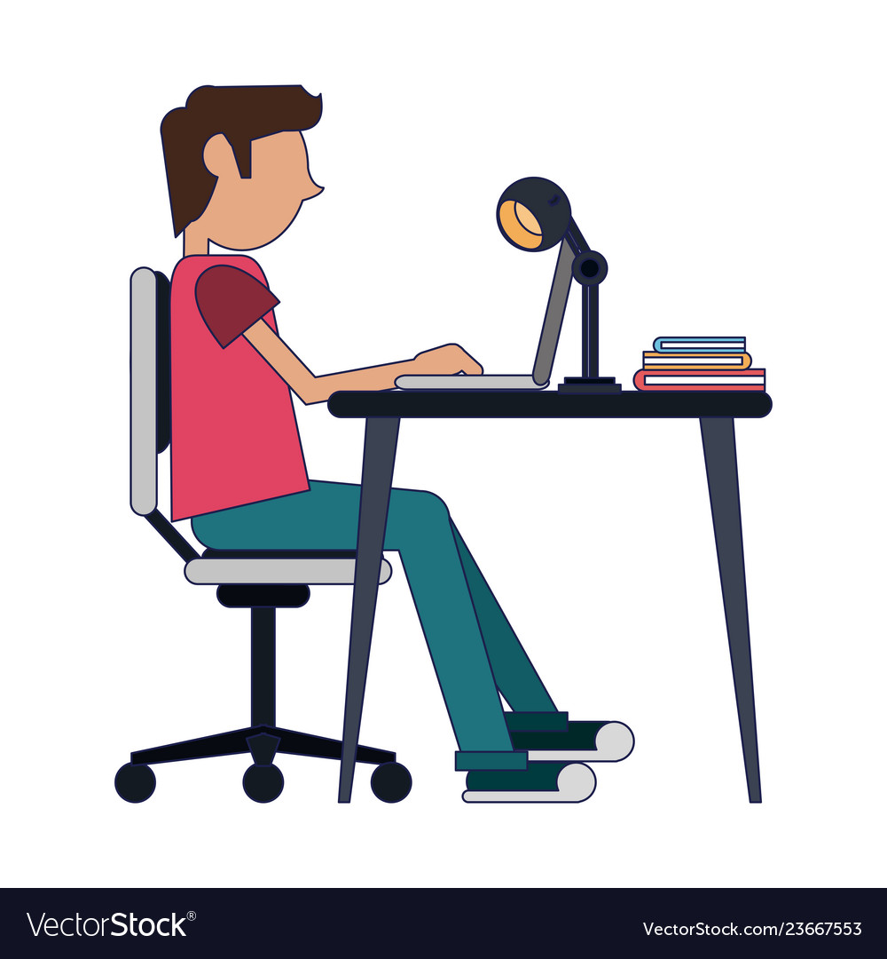 Student with computer vector image Student with computer