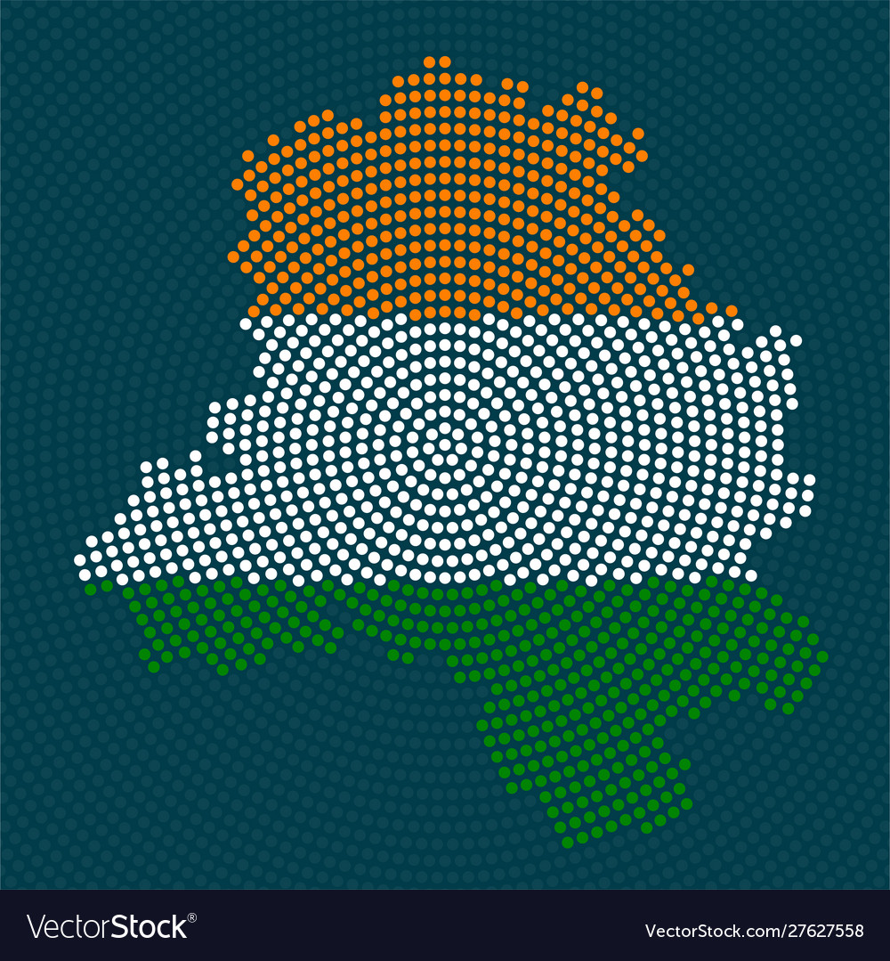 Abstract map delhi radial dots with flag india