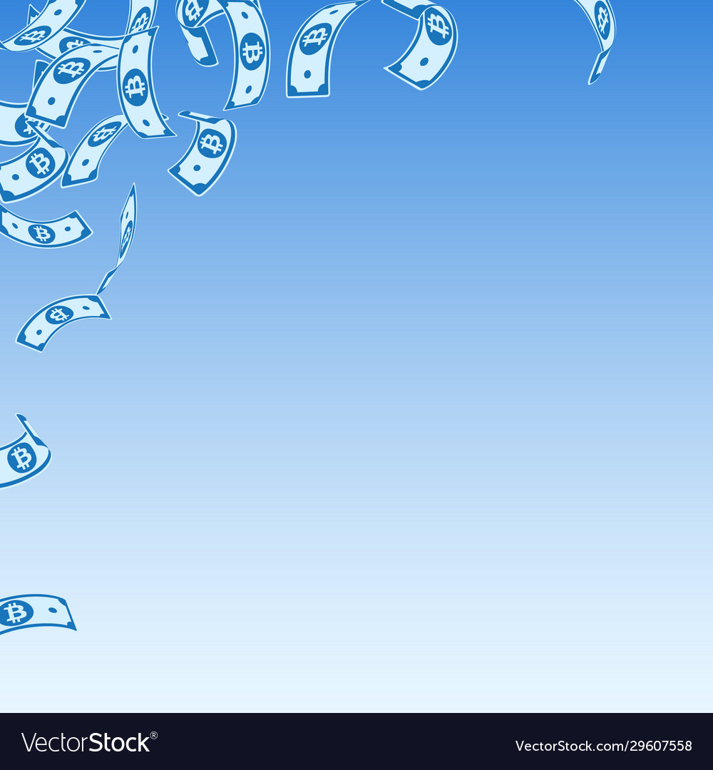 Bitcoin internet currency notes falling floating