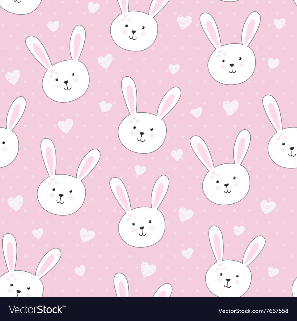 Cute seamless pattern with rabbit in childish styl