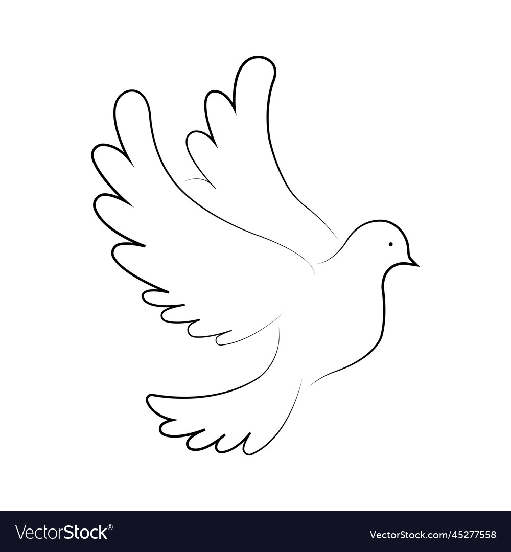 Dove black art line icon pigeon sign symbol of Vector Image