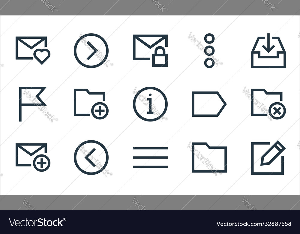 Email line icons linear set quality vector image Email line icons linear set quality