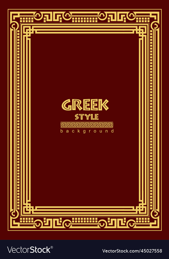 Greek style frame with vintage ornament golden Vector Image