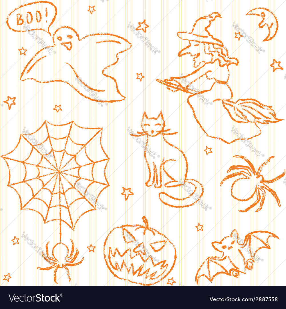 Hand drawn halloween seamless pattern