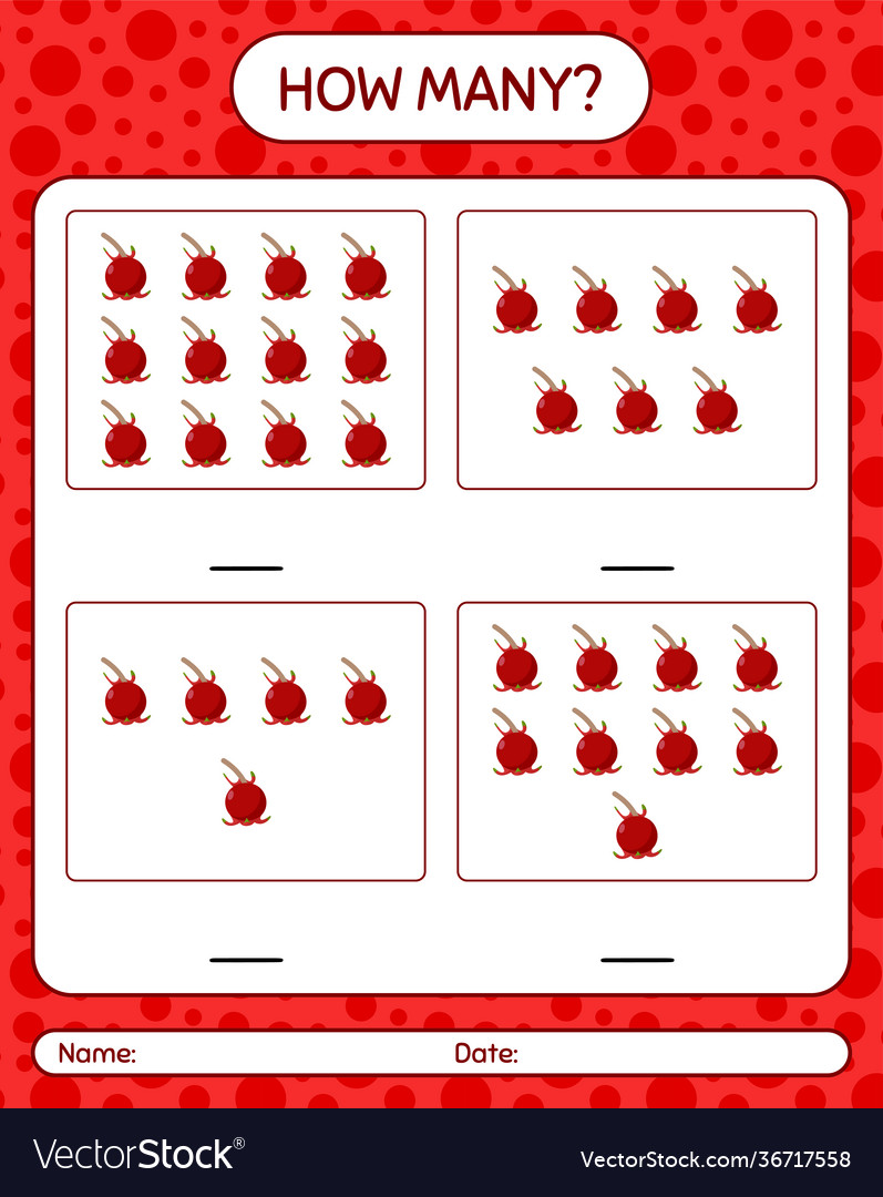 How many counting game with ugni worksheet vector image How many counting game with ugni worksheet