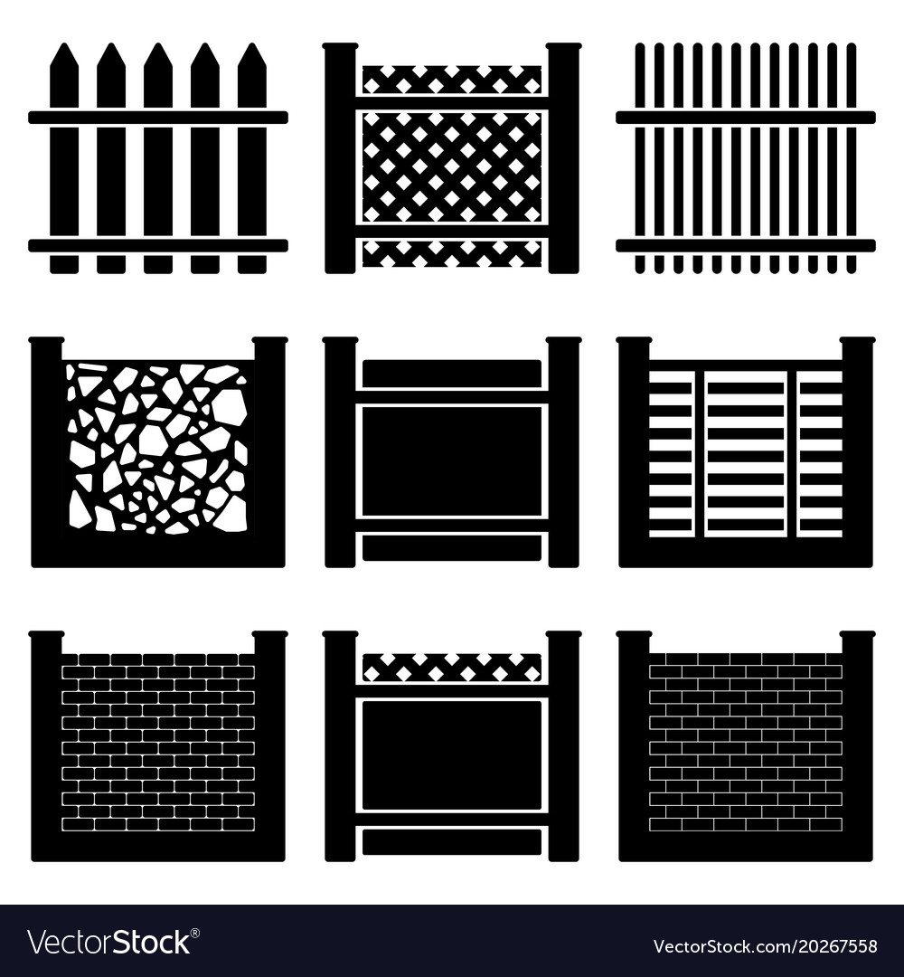 Image of set icons fences various types