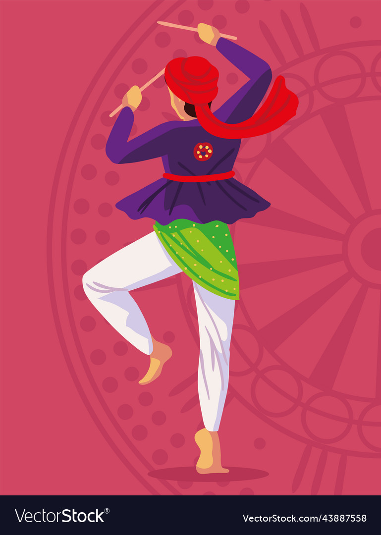 Indian man dancing in costume traditional